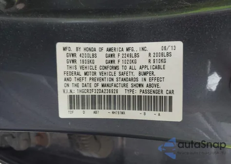 2013 Honda Accord Lx from USA, damaged, VIN 1HGCR2F32DA236926